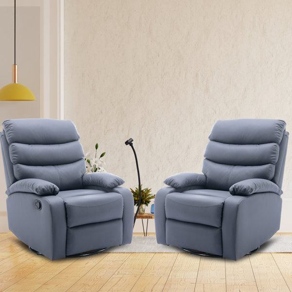 Latitude Run® Faux Leather Recliner ,swivel Rocker Recliner With Phone